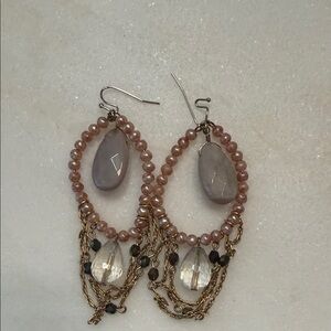 Elegant Gold and Pink Beaded Earrings